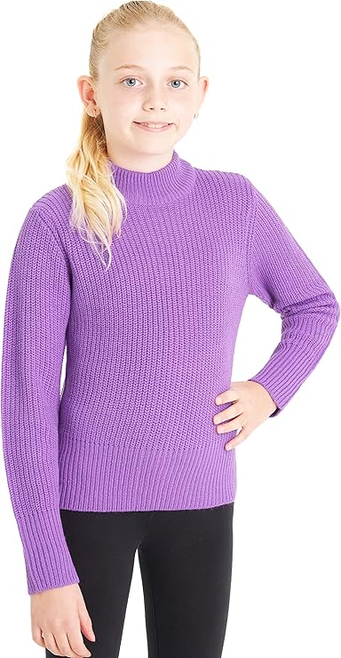 Girls City Comfort Pullover Ribbed High Neck Knitted Long Sleeve Sweater Jumper