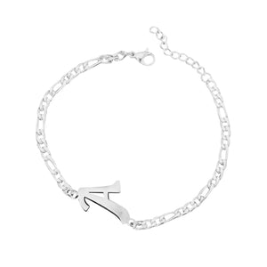 Ladies Girls Silver Stainless Steel Titatnium Single Letter Initial Bracelets