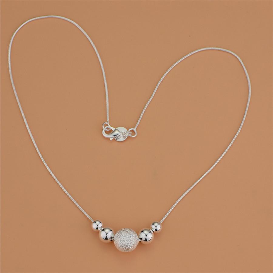 Ladies Silver 925 Brush Plain Beaded Snake Chain Womens Choker Party Necklace