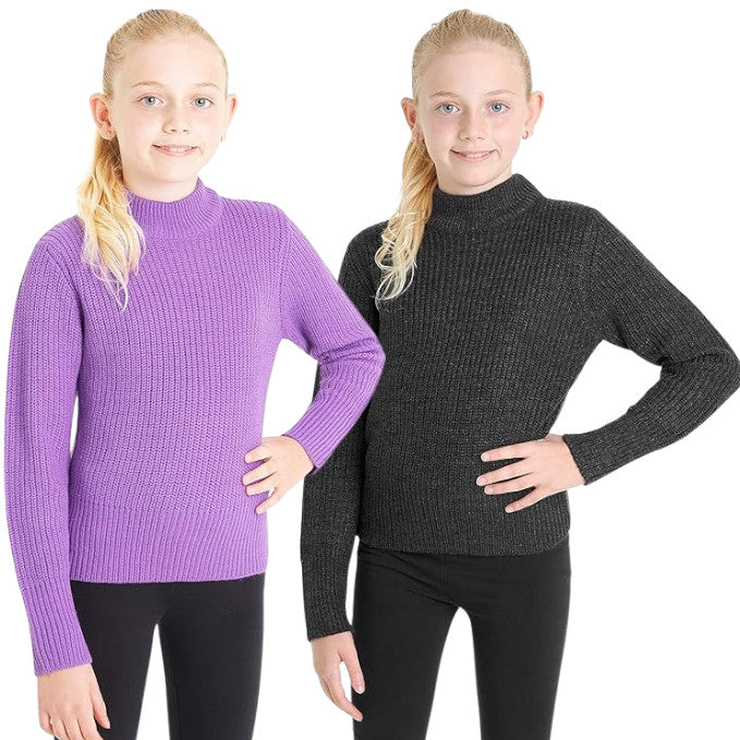 Girls City Comfort Pullover Ribbed High Neck Knitted Long Sleeve Sweater Jumper