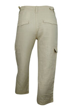 Load image into Gallery viewer, Ladies Beige Linen Cargo Carpri Crop Adjustable Waist Trousers
