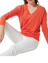 Load image into Gallery viewer, Ladies Coral Pure Cotton Wide Ribbed V-Neck Jumpers
