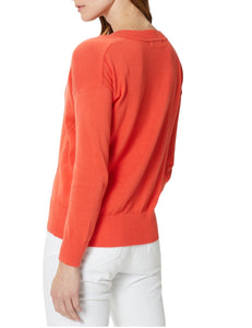 Ladies Coral Pure Cotton Wide Ribbed V-Neck Jumpers