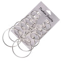 Ladies Girls Silver Round Smooth 6 Piece Hoop Earring Set