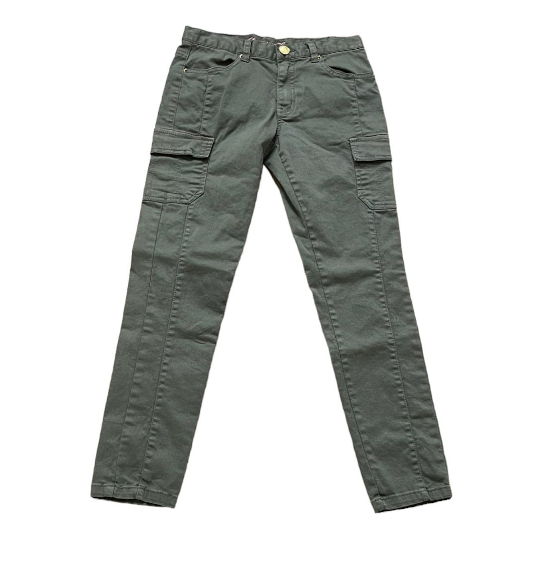 Boys Olive Cotton Rich Combat Cargo Casual Regular Fit Trousers
