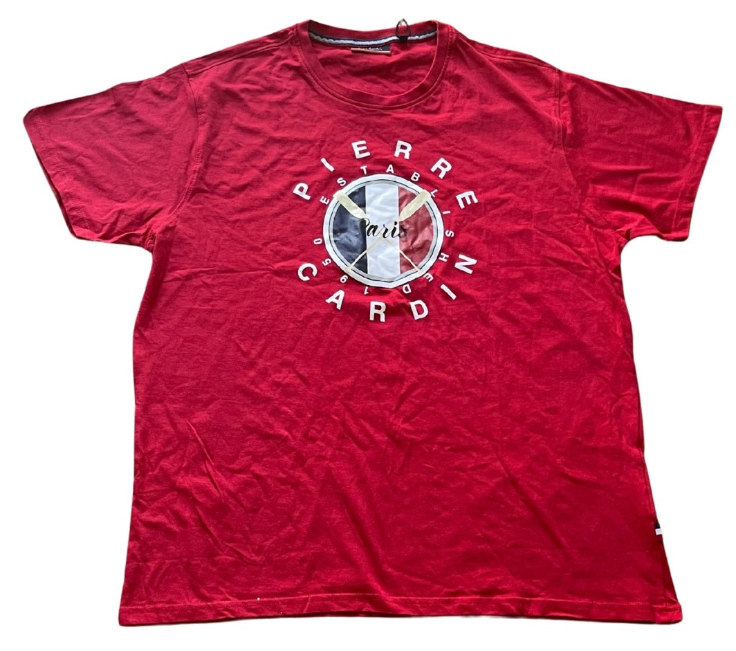 Mens Pierre Cardin Red Graphic Est. 1950 Prints Crew Neck Short sleeve T-Shirt