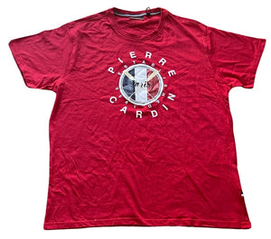 Mens Pierre Cardin Red Graphic Est. 1950 Prints Crew Neck Short sleeve T-Shirt