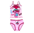 Girls Pink Trolls Soft Cotton 2Pk Sleeveless Vest Cami Top & Matching Brief Sets