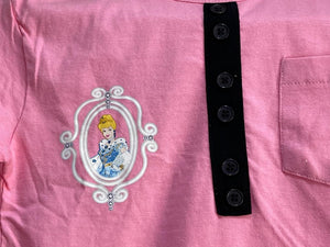 Girls Disney Princess Pink Buttoned Pocket Longsleeve Top