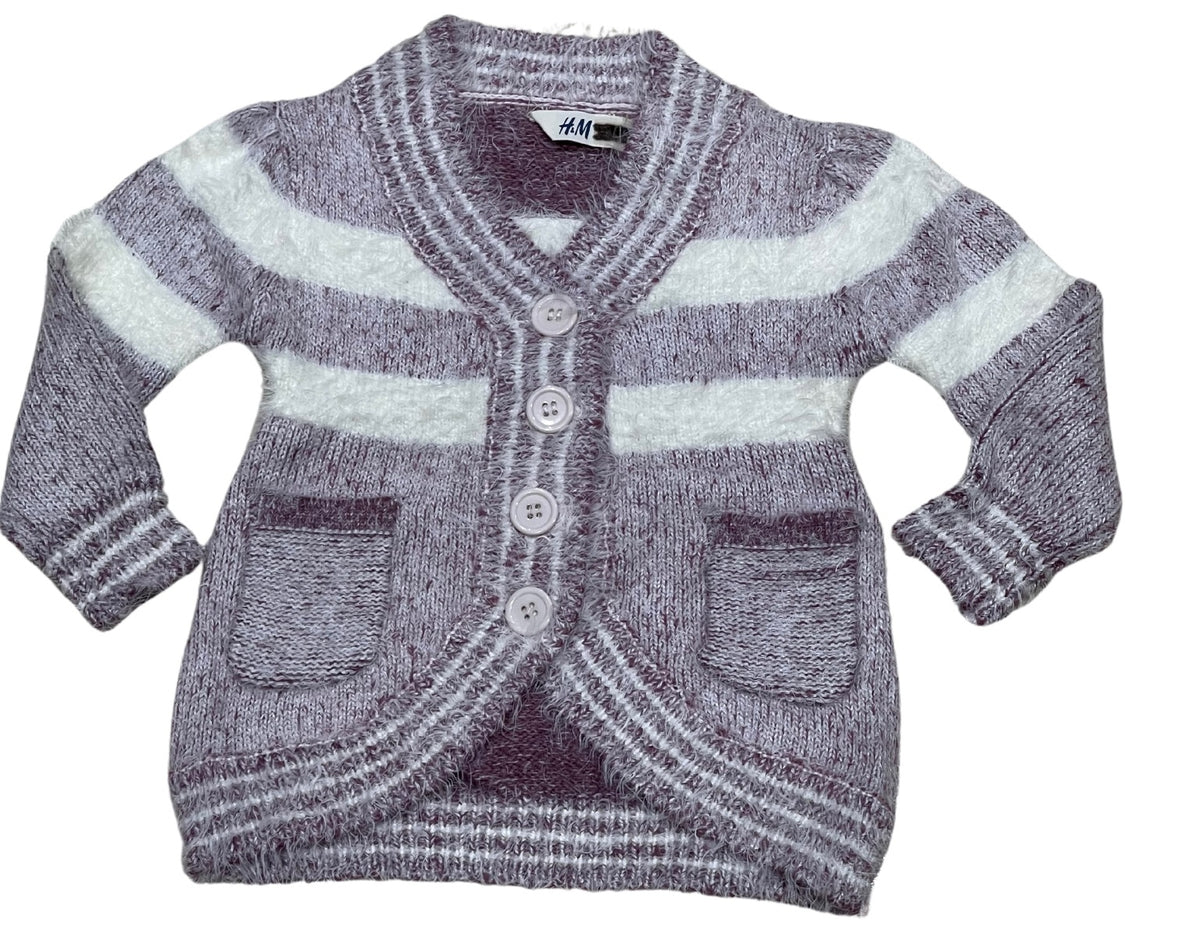 Girls Burgundy & White Soft Knitted Fluffy Marl Button Down Cardigan