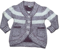 Load image into Gallery viewer, Girls Burgundy &amp; White Soft Knitted Fluffy Marl Button Down Cardigan
