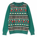 Kids Unisex Boys Girls Green Multi Snowman Character Knitted Christmas Jumpers
