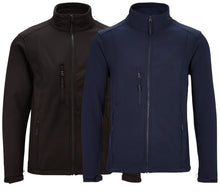 Load image into Gallery viewer, Mens Black / Navy Softshell Fleece Lined Water Repellent Jackets
