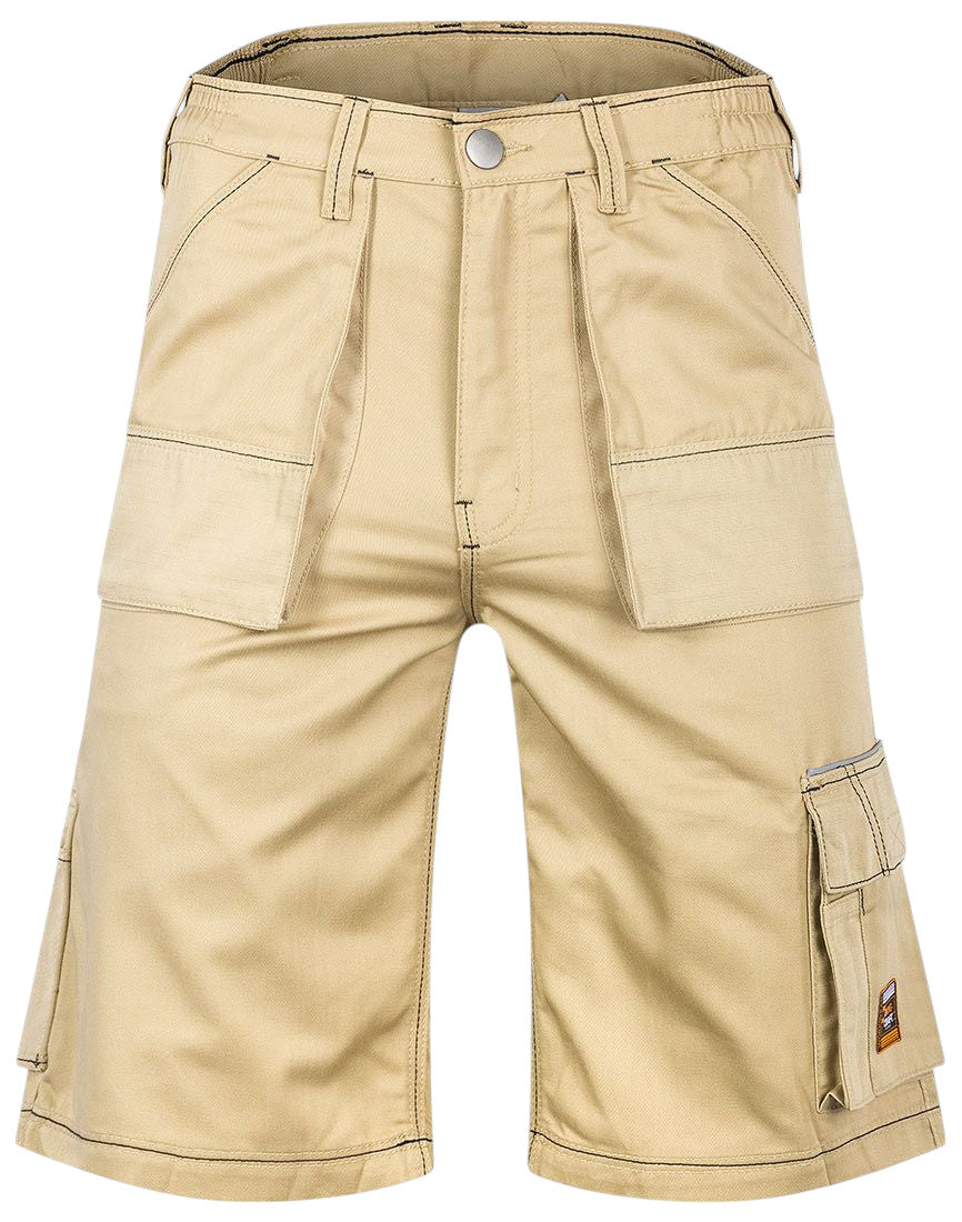 Mens King Craft Beige Combat Cargo Side Elasticated Waistband Durable Shorts