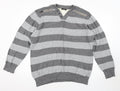 Mens George Grey Striped Twin Effect Knit Jumper.