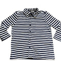 Boys White & Navy Stripe Cotton Collared Button Down T-Shirt