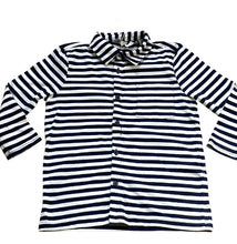 Load image into Gallery viewer, Boys White &amp; Navy Stripe Cotton Collared Button Down T-Shirt

