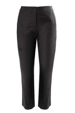 Load image into Gallery viewer, Ladies Black Mia Cropped Discreet Elasticated Waist Cotton Plus Size Trousers

