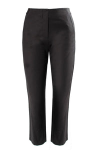 Ladies Black Mia Cropped Discreet Elasticated Waist Cotton Plus Size Trousers