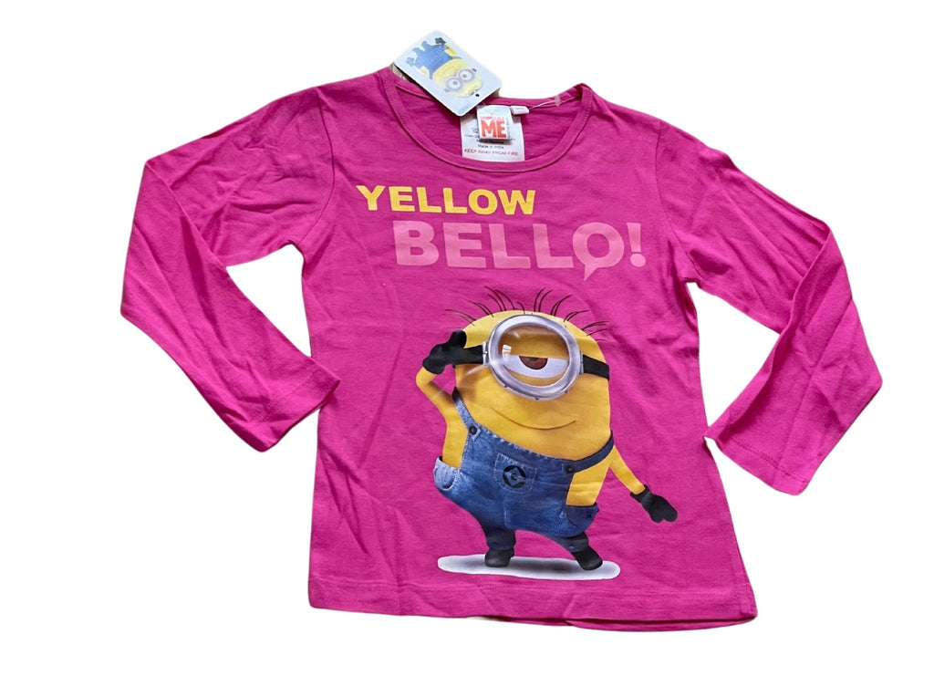 Girls Minion Despicable Me Cerise Yellow Bello Cotton Long Sleeve  Tops
