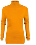Ladies Mustard Ribbed Roll Neck Polo Jumpers