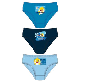 Boys Official Baby Shark Blue Multi Cotton 3 Pk Briefs