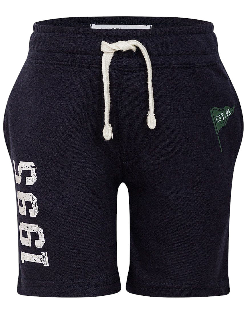 Boys Baby Boys Minoti Navy 1995 Print Elasticated Waist Sweat Shorts