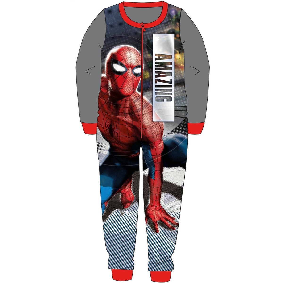 Boys Spiderman Soft Micro Fleece All In One Pyjamas