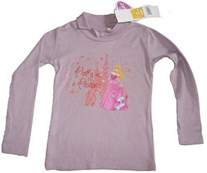 Girls Disney Princess Lilac Cotton Long sleeve High Neck Top