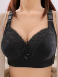 Ladies Black Floral Lace Firm Support Non-Wired Padded Full Cup Bra 36D