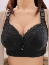Load image into Gallery viewer, Ladies Black Floral Lace Firm Support Non-Wired Padded Full Cup Bra 36D
