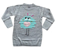 Girls Grey & Blue Marl Dolly Fluffy Heart Long sleeve Jumper