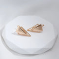 Ladies 585 Rose Gold Minimalist Geometric Triangle Inlay Clip Back Earring