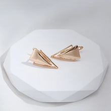 Load image into Gallery viewer, Ladies 585 Rose Gold Minimalist Geometric Triangle Inlay Clip Back Earring
