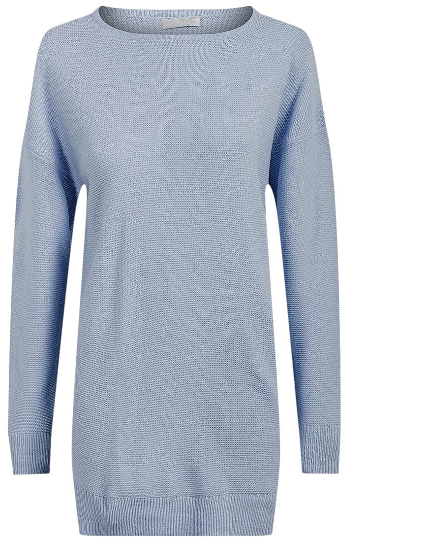 Ladies Sky Blue Textured Soft Knitted Long Sleeve Jumpers