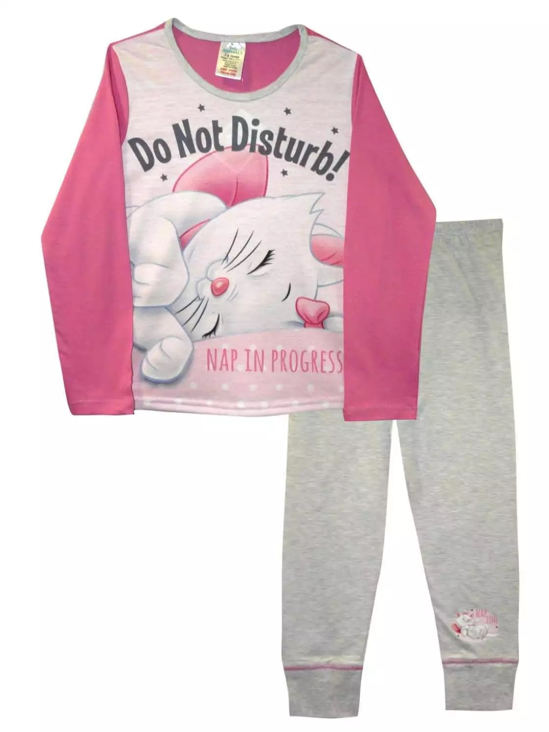Girls Disney "Do Not Disturb" Cotton Long Sleeve Nightwear Pyjamas