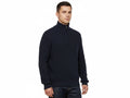 Men's Navy Ribbed Thick Knit High Neck Half Zip Longsleeve Warm Pullover Jumper