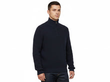 Load image into Gallery viewer, Men's Navy Ribbed Thick Knit High Neck Half Zip Longsleeve Warm Pullover Jumper
