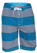 Mens Blue Multi Fine Stripes Drawcord Mesh Lined Swimming Shorts