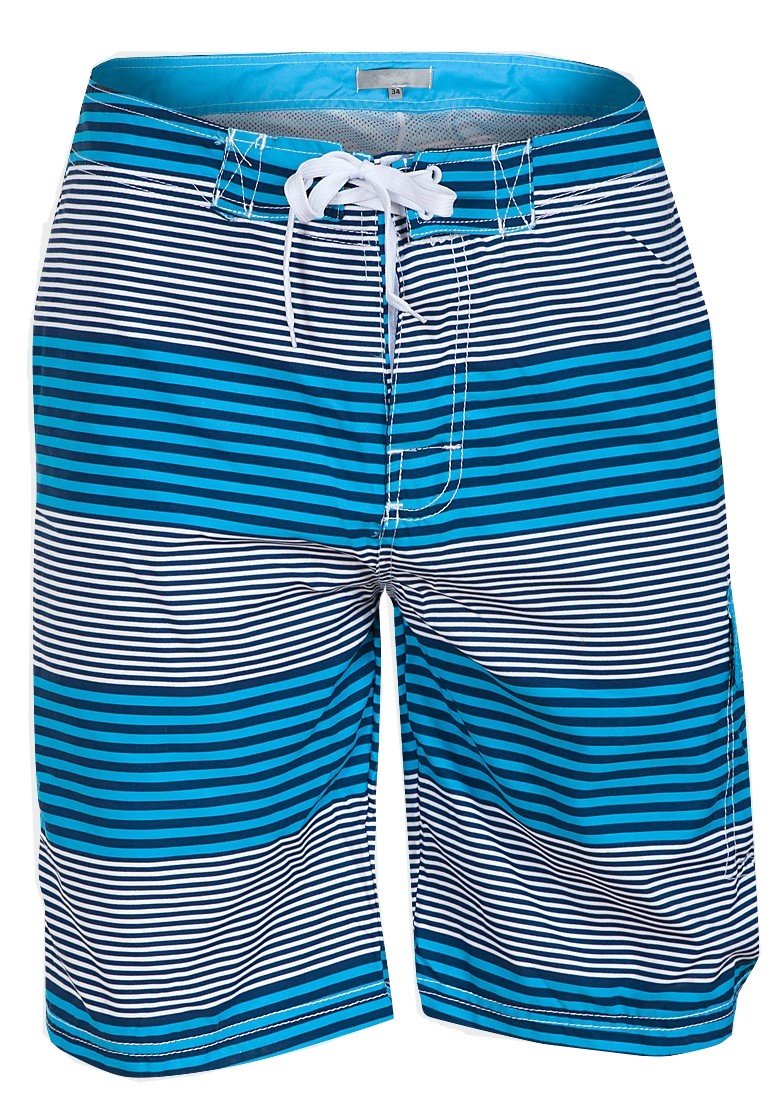 Mens Blue Multi Fine Stripes Drawcord Mesh Lined Swimming Shorts