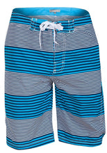 Load image into Gallery viewer, Mens Blue Multi Fine Stripes Drawcord Mesh Lined Swimming Shorts
