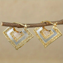 Load image into Gallery viewer, Ladies Gold Plated Two Tone Hollow Cutout Layer Hoop Earrings
