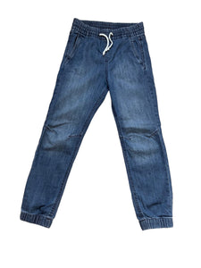 Boys Light Dark Blue Wash Elasticated Waist Cotton Cuffed Hem Jogger Denim Jeans