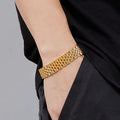 Mens Womens Gold Plated Stainless Steel Wide Strap Chunky Link Chain Bracelet