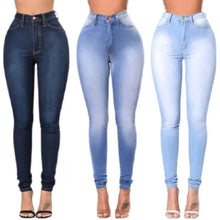 Load image into Gallery viewer, Ladies Blue Wash High Waisted Skinny Stretchy Denim Jeans
