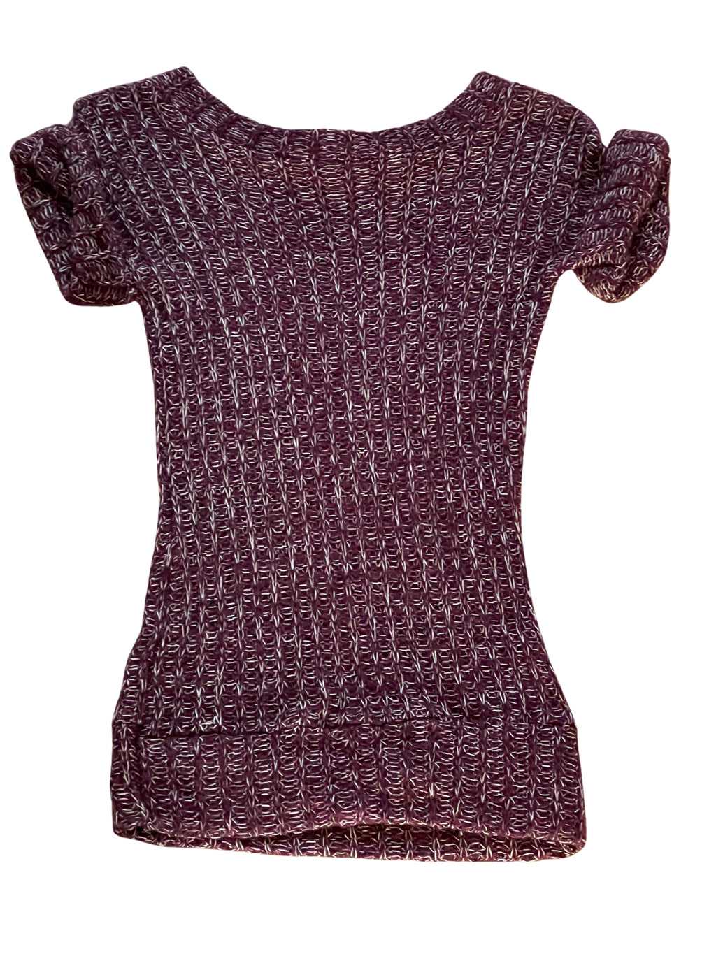 Girls Burgundy Loose Knit Roll Cap Sleeve Hem Tunic Long Jumper