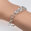 Ladies 925 Sterling Silver Interlocking Circle Thick Handchain Womens Bracelet