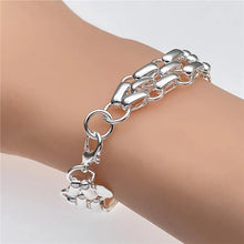 Load image into Gallery viewer, Ladies 925 Sterling Silver Interlocking Circle Thick Handchain Womens Bracelet
