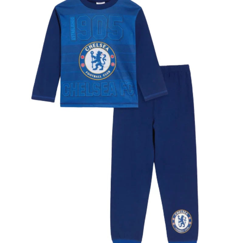Chelsea FC Boys Official Front Crest Cotton Long Sleeve Pyjamas Sets