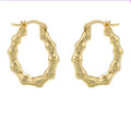 Ladies Girls Gold Plated Bamboo Joint Huggie Small  Earrings